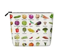 GaxfjRu Bolsa de maquillaje de viaje con estampado de varios vegetales, bolsa de aseo con cremallera, organizador de maquillaje para mujer, Negro -, Talla única