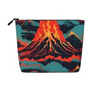 GaxfjRu Bolsa de maquillaje de viaje con estampado de volcán, bolsa de aseo con cremallera, organizador de maquillaje para mujer, Negro -, Talla única