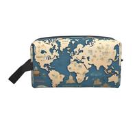 GaxfjRu Bolsa organizadora de cosméticos de viaje con diseño de mapa del mundo, bolsa de maquillaje grande para mujeres, para cosméticos, artículos de tocador, Blanco, Talla única