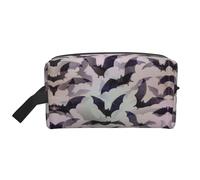 GaxfjRu Bolsa organizadora de cosméticos de viaje con diseño de murciélagos de Halloween, color gris, bolsa de maquillaje grande para mujeres, para cosméticos, artículos de tocador, Blanco, Talla