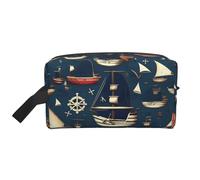 GaxfjRu Bolsa organizadora de cosméticos de viaje con diseño de piratas náuticos, bolsa de maquillaje grande para mujeres, para cosméticos, artículos de tocador, Blanco, Talla única