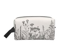 GaxfjRu Bolsa organizadora de cosméticos de viaje con estampado botánico de hierbas florales, bolsa de maquillaje grande para mujeres, para cosméticos, artículos de tocador, Blanco, Talla única