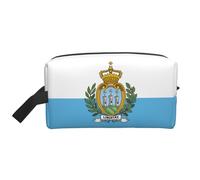GaxfjRu Bolsa organizadora de cosméticos de viaje con estampado de bandera de San Marino, bolsa de maquillaje grande para mujeres, para cosméticos, artículos de tocador, Blanco, Talla única