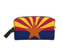 GaxfjRu Bolsa organizadora de cosméticos de viaje con estampado de bandera del estado de Arizona, bolsa de maquillaje grande para mujeres, para cosméticos, artículos de tocador, Blanco, Talla única