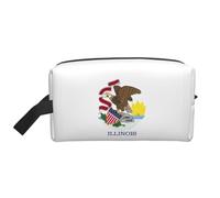 GaxfjRu Bolsa organizadora de cosméticos de viaje con estampado de bandera del estado de Illinois, bolsa de maquillaje grande para mujeres, para cosméticos, artículos de tocador, Blanco, Talla única