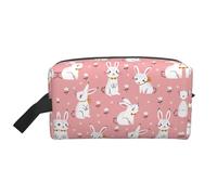 GaxfjRu Bolsa organizadora de cosméticos de viaje con estampado de conejo blanco, bolsa grande de maquillaje para mujer, para cosméticos, artículos de tocador, Blanco, Talla única