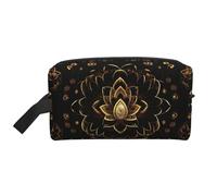GaxfjRu Bolsa organizadora de cosméticos de viaje con estampado de flores de loto dorado, bolsa de maquillaje grande para mujeres, para cosméticos, artículos de tocador, Blanco, Talla única
