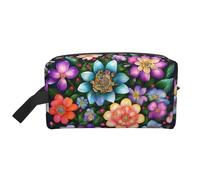 GaxfjRu Bolsa organizadora de cosméticos de viaje con estampado de flores y diamantes, bolsa de maquillaje grande para mujeres, para cosméticos, artículos de tocador, Blanco, Talla única