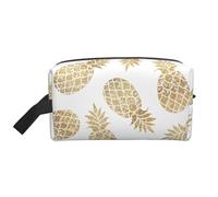 GaxfjRu Bolsa organizadora de cosméticos de viaje con estampado de fondo de piña dorada, bolsa de maquillaje grande para mujeres, para cosméticos, artículos de tocador, Blanco, Talla única