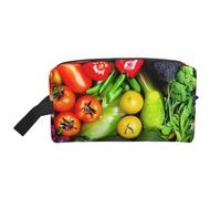 GaxfjRu Bolsa organizadora de cosméticos de viaje con estampado de frutas y verduras frescas, bolsa de maquillaje grande para mujeres, para cosméticos, artículos de tocador, Blanco, Talla única