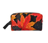 GaxfjRu Bolsa organizadora de cosméticos de viaje con estampado de hojas rojas otoñales, bolsa de maquillaje grande para mujeres, para cosméticos, artículos de tocador, Blanco, Talla única
