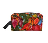 GaxfjRu Bolsa organizadora de cosméticos de viaje con estampado de hojas rojas y frutas, bolsa de maquillaje grande para mujer, para cosméticos, accesorios de tocador, Blanco, Talla única