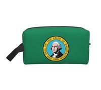 GaxfjRu Bolsa organizadora de cosméticos de viaje con estampado de la bandera de Washington, bolsa de maquillaje grande para mujeres, para cosméticos, artículos de tocador, Blanco, Talla única