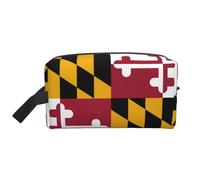 GaxfjRu Bolsa organizadora de cosméticos de viaje con estampado de la bandera del estado de Maryland, bolsa de maquillaje grande para mujeres, para cosméticos, artículos de tocador, Blanco, Talla
