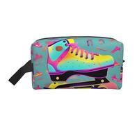 GaxfjRu Bolsa organizadora de cosméticos de viaje con estampado de patines coloridos, bolsa de maquillaje grande para mujer, para cosméticos, artículos de tocador, Blanco, Talla única