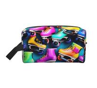 GaxfjRu Bolsa organizadora de cosméticos de viaje con estampado de patines coloridos, bolsa de maquillaje grande para mujer, para cosméticos, artículos de tocador, Blanco, Talla única