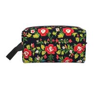 GaxfjRu Bolsa organizadora de cosméticos de viaje con estampado de rosas estilo bordado ucraniano, bolsa de maquillaje grande para mujeres, para cosméticos, artículos de tocador, Blanco, Talla única