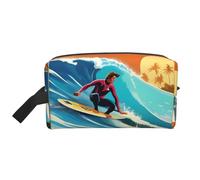 GaxfjRu Bolsa organizadora de cosméticos de viaje con estampado de surfista hawaiano en ondulado, bolsa de maquillaje grande para mujeres, para cosméticos, artículos de tocador, Blanco, Talla única