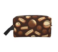 GaxfjRu Bolsa organizadora de cosméticos de viaje con estampado retro de béisbol, color marrón, bolsa de maquillaje grande para mujeres, para cosméticos, artículos de tocador, Blanco, Talla única