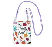 GaxfjRu Bolsa para teléfono celular con estampado de alimentos saludables para correr, caminar, senderismo y ciclismo, mini bolsa cruzada con correa de muñeca, Púrpura, Talla única