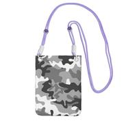 GaxfjRu Bolsa para teléfono celular con estampado de camuflaje digital para correr, caminar, senderismo y ciclismo, mini bolsa cruzada con correa de muñeca, Púrpura, Talla única