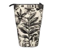 GaxfjRu Bolsa telescópica portátil con estampado botánico de hierbas florales, organizador con múltiples ranuras, para herramientas de escritura, accesorios