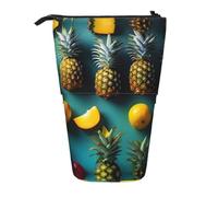 GaxfjRu Bolsa telescópica portátil con estampado de piña de frutas tropicales, organizador con múltiples ranuras, para herramientas de escritura y accesorios