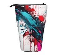 GaxfjRu Bolsa telescópica portátil con impresión abstracta de salpicaduras de pintura, organizador con múltiples ranuras, para herramientas de escritura, accesorios