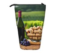 GaxfjRu Bolsa telescópica portátil para lápices con diseño de uvas y corchos para botellas de vino, organizador con múltiples ranuras, para herramientas de escritura, accesorios