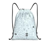 GaxfjRu Bolsas de cordón con estampado químico, mochila de cuerda impermeable, ideal para deportes, viajes y mucho más, Negro, S