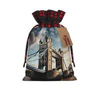 GaxfjRu Bolsas de regalo de arpillera con diseño histórico del puente de Londres con cordón para regalos de compañeros de trabajo