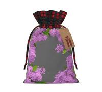 GaxfjRu Bolsas de regalo de arpillera con estampado de flores lilas en flor de Navidad con cordón para regalos de compañeros de trabajo