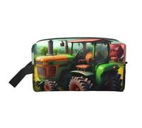 GaxfjRu Bolso cosmético con impresión de tractor de granja de fantasía, bolsa de maquillaje grande para mujer, cosméticos, artículos de tocador, accesorios, color blanco/opulento jardín, talla única,