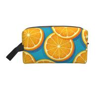 GaxfjRu Bolso cosmético de viaje con estampado de fruta fresca naranja grande bolsa de maquillaje para mujer para cosméticos accesorios de tocador, blanco, talla única, Color blanco., Talla única