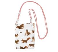 GaxfjRu Bonita bolsa cruzada con estampado de ardilla para teléfono celular, para correr, caminar, senderismo y ciclismo, mini bolsa cruzada con correa de muñeca, Rosa, Talla única