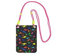 GaxfjRu Bonita bolsa cruzada con estampado de dinosa para teléfono celular, para correr, caminar, senderismo y ciclismo, mini bolsa cruzada con correa de muñeca, Fucsia, Talla única