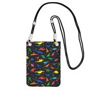 GaxfjRu Bonita bolsa cruzada con estampado de dinosa para teléfono celular, para correr, caminar, senderismo y ciclismo, mini bolsa cruzada con correa de muñeca, Negro, Talla única
