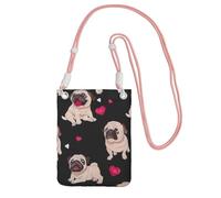 GaxfjRu Bonita bolsa cruzada para teléfono celular, con estampado de carlino para correr, caminar, senderismo y ciclismo, mini bolsa cruzada con correa de muñeca, Rosa, Talla única
