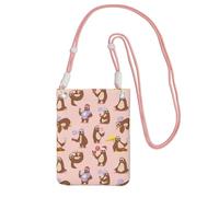 GaxfjRu Bonita bolsa cruzada para teléfono celular, con estampado de perezoso, para correr, caminar, senderismo y ciclismo, mini bolsa cruzada con correa de muñeca, Rosa, Talla única