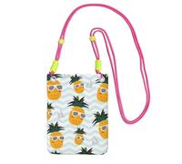 GaxfjRu Bonita bolsa cruzada para teléfono celular, con estampado de piña, para correr, caminar, senderismo y ciclismo, mini bolsa cruzada con correa de muñeca, Fucsia, Talla única