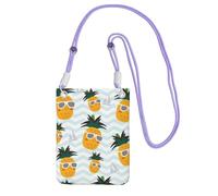 GaxfjRu Bonita bolsa cruzada para teléfono celular, con estampado de piña, para correr, caminar, senderismo y ciclismo, mini bolsa cruzada con correa de muñeca, Púrpura, Talla única