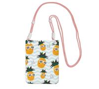 GaxfjRu Bonita bolsa cruzada para teléfono celular, con estampado de piña, para correr, caminar, senderismo y ciclismo, mini bolsa cruzada con correa de muñeca, Rosa, Talla única