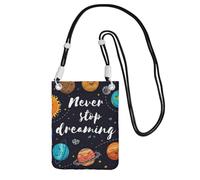 GaxfjRu Bonita bolsa cruzada para teléfono celular, con estampado de planeta, para correr, caminar, senderismo y ciclismo, mini bolsa cruzada con correa de muñeca, Negro, Talla única