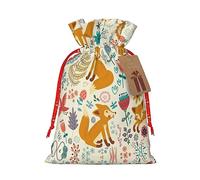 GaxfjRu Bonita bolsa de arpillera con estampado de animales florales, regalos de fiesta de Navidad, bolsa de regalo para regalos, varios tamaños (S, M)