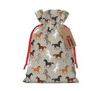 GaxfjRu Bonita bolsa de arpillera con estampado de caballo, regalos de fiesta de Navidad, bolsa de regalo para regalos, varios tamaños (S, M)
