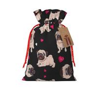 GaxfjRu Bonita bolsa de arpillera con estampado de carlino, regalos de fiesta de Navidad, bolsa de regalo para regalos, varios tamaños (S, M)