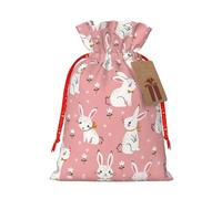 GaxfjRu Bonita bolsa de arpillera con estampado de conejo blanco, regalos de fiesta de Navidad, bolsa de regalo para regalos, varios tamaños (S, M)