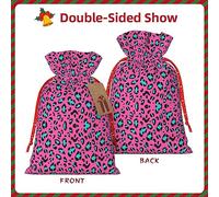 GaxfjRu Bonita bolsa de arpillera con estampado de leopardo, regalos de fiesta de Navidad, bolsa de regalo para regalos, varios tamaños (S, M)