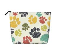 GaxfjRu Bonita bolsa de maquillaje colorida con estampado de huellas de perro, bolsa de aseo con cremallera, organizador de maquillaje para mujer, Negro -, Talla única