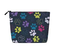 GaxfjRu Bonita bolsa de maquillaje de viaje con estampado de huellas de perro, bolsa de aseo con cremallera, organizador de maquillaje para mujer, Negro -, Talla única